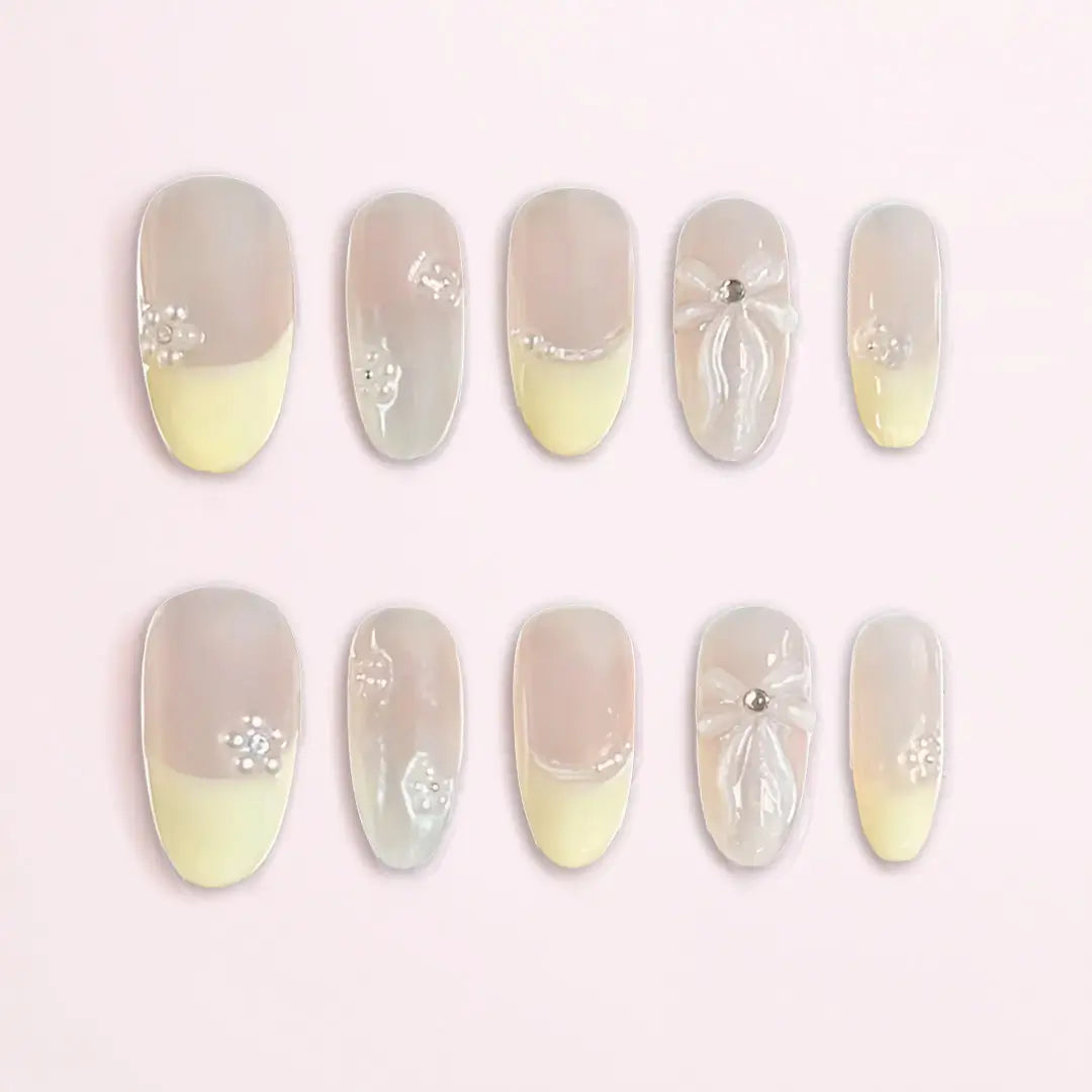 Handmade Almond French Press On Nails - Made by Nails Aria