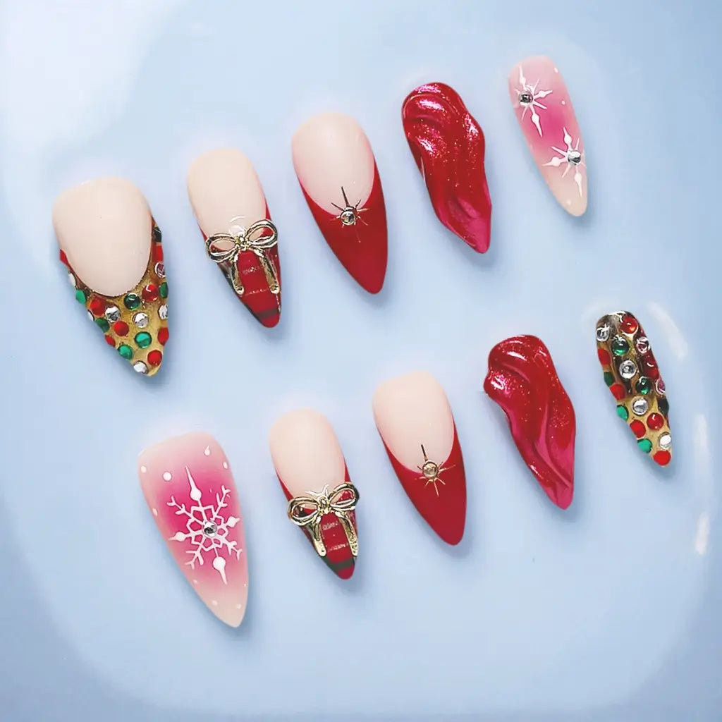 Handmade Almond Press On Nails With Festival Art – Made by Nails Aria