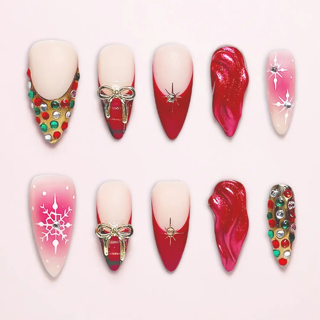Handmade Almond Press On Nails With Festival Art – Made by Nails Aria