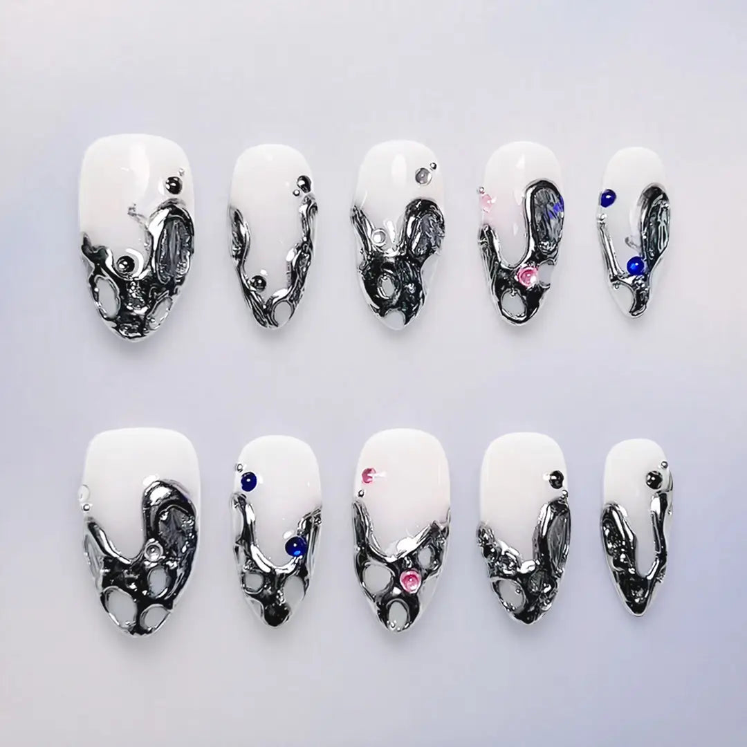 Custom Sci-fi Almond Press Ons - Handmade by Nails Aria