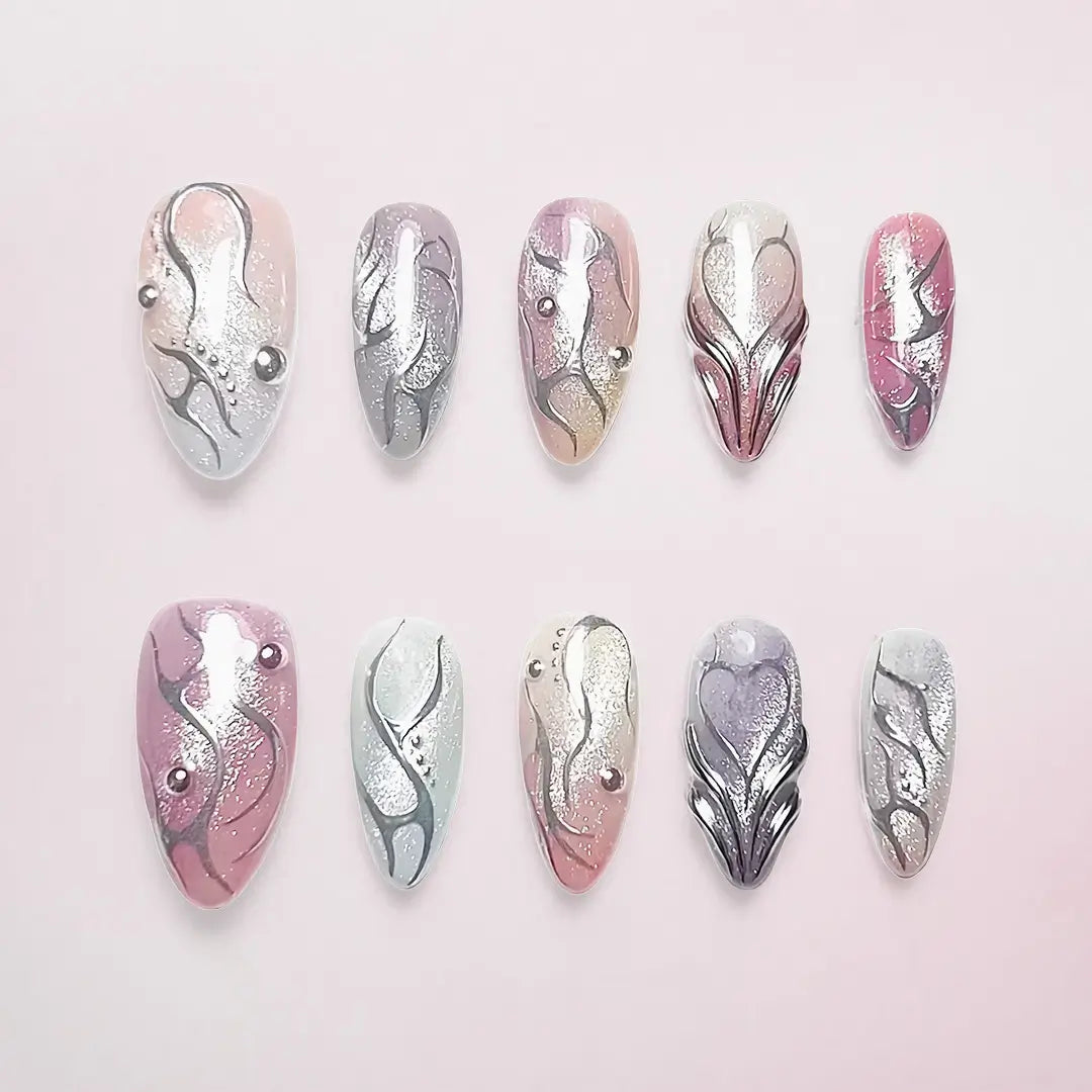 Handmade Y2K Almond Press Ons - Made by Nails Aria