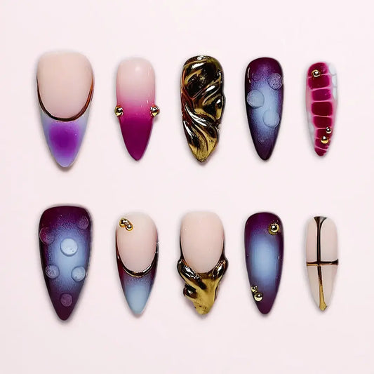 Handmade Almond Press On Nails Custom Designed by Nails Aria