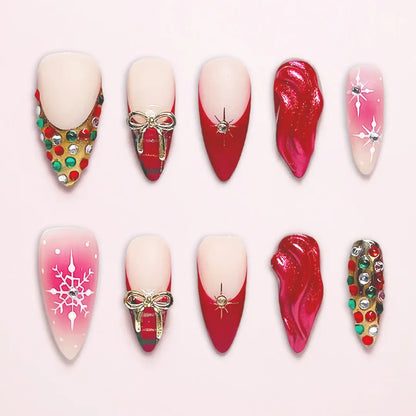 Handmade Almond Press On Nails With Festival Art – Made by Nails Aria