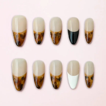 Handmade Almond French Press On Nails - Made by Nails Aria