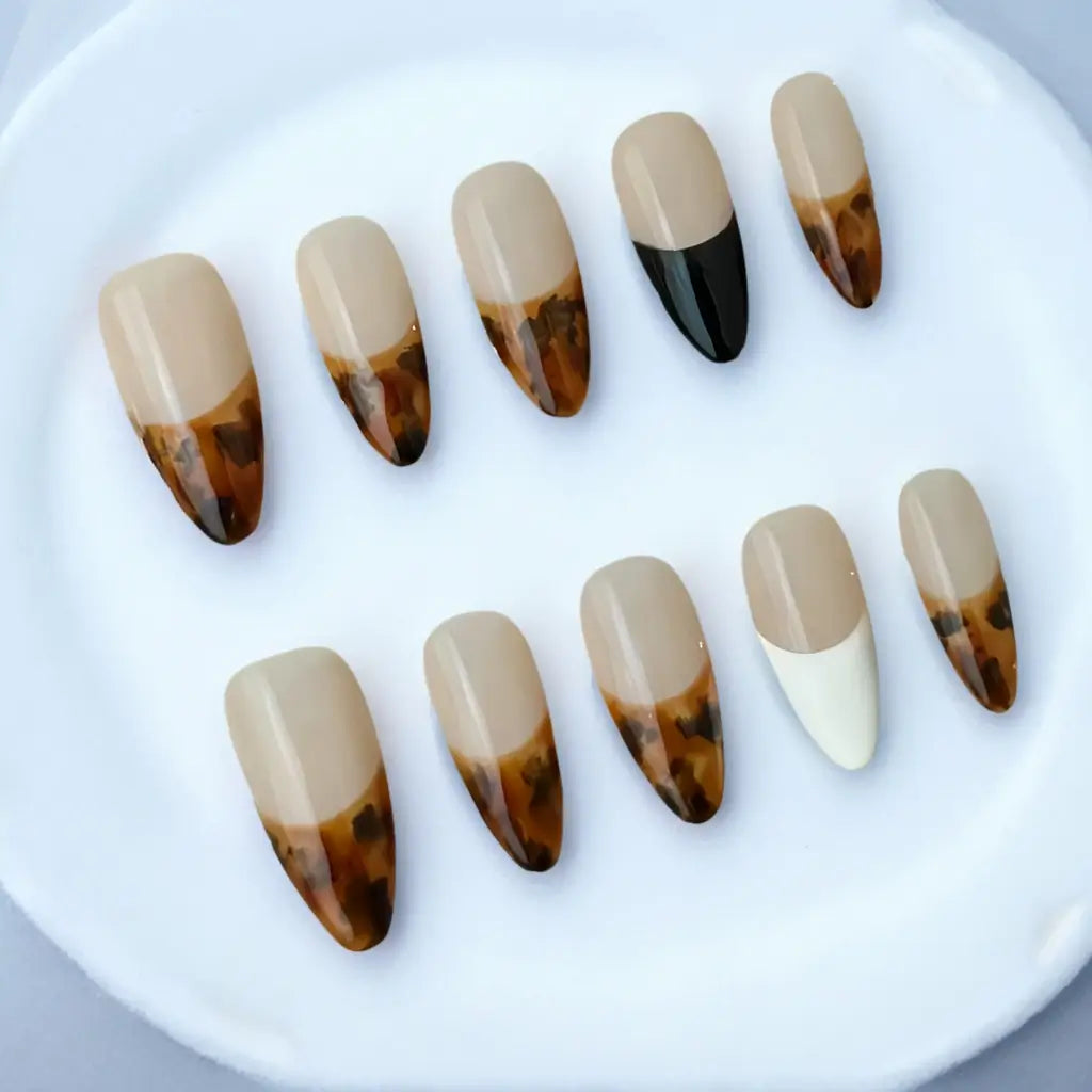 Handmade Almond French Press On Nails - Made by Nails Aria