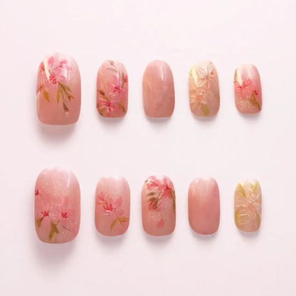 Handmade Red Golden Oval Press On Nails – Made by Nails Aria