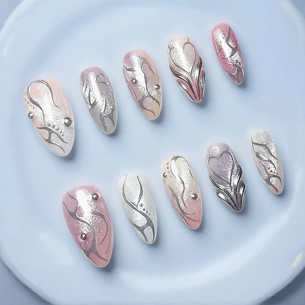 Handmade Y2K Almond Press Ons - Made by Nails Aria