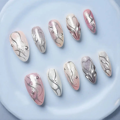Handmade Y2K Almond Press Ons - Made by Nails Aria