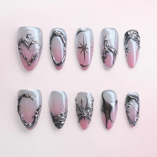 Y2K Pink Almond Press Ons - Handmade by Nails Aria